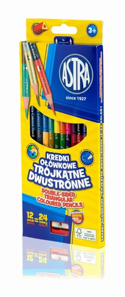 Kredki ołówkowe trójkątne dwustronne Astra