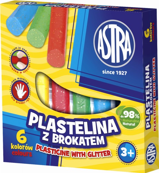 Plastelina z brokatem  Astra 6 kolorów
