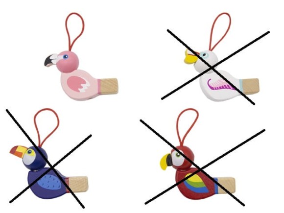 Gwizdek logopedyczny drewniany Ptak kolor różowy.jpg