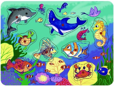 Układanka drewniana z pinezkami ocean Playme