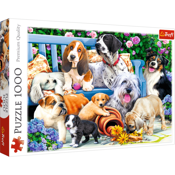 Puzzle 1000 elementów Psy w ogrodzie Trefl