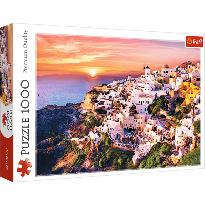 Puzzle 1000 elementów Zachód słońca nad Santorini Trefl