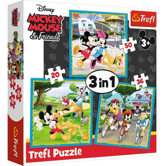 Puzzle 3w1 Myszka Miki z przyjaciółmi Trefl