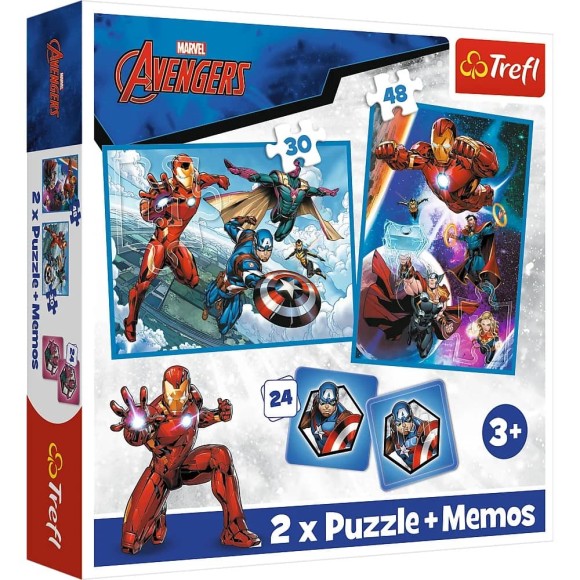 Puzzle 2w1 + gra memo Bohaterowie w akcji Avengers Trefl