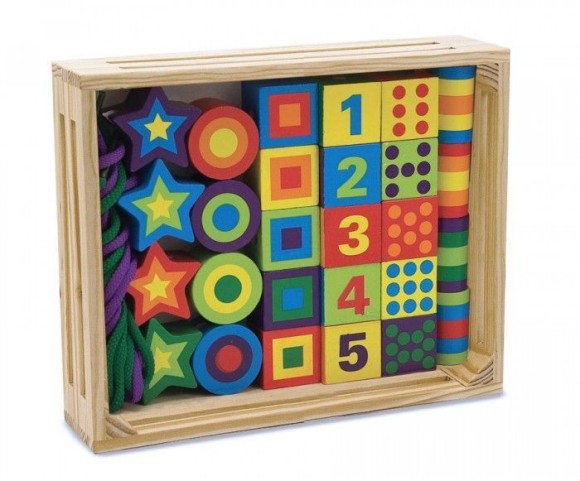 Solidne drewniane korale do przewlekania Melissa & Doug 