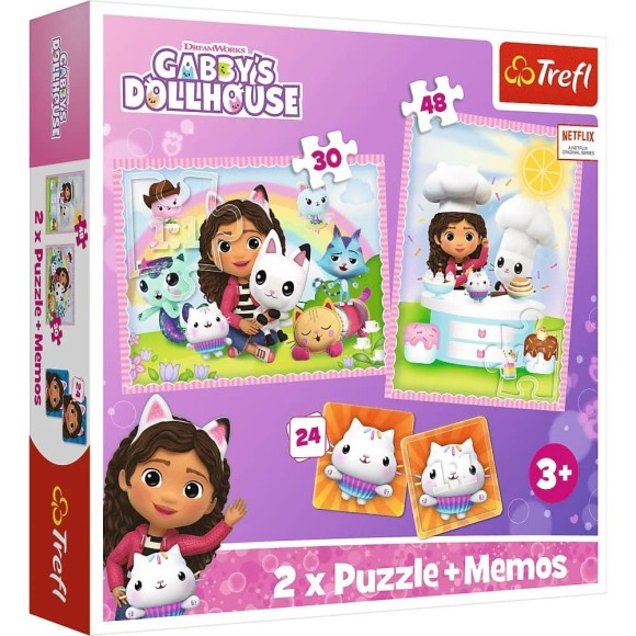 Puzzle 2w1 + gra memo Gabi z kocim przyjacielem Trefl
