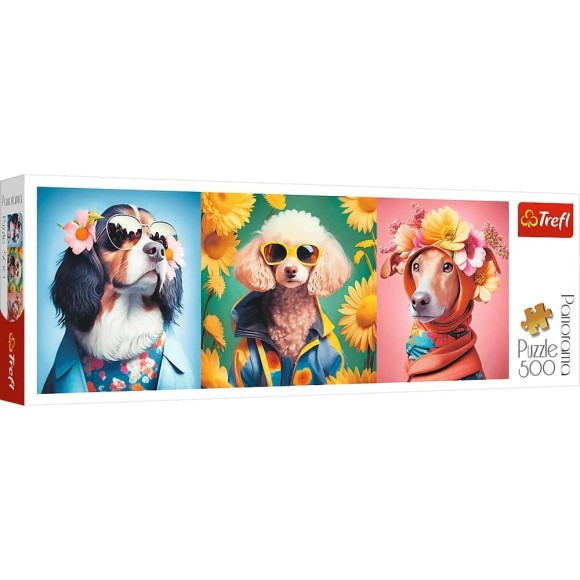 Puzzle 500 elementów panorama Pokaz mody psia edycja Trefl