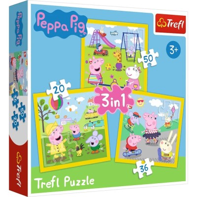 Puzzle 3w1 Wesoły dzień Peppy Trefl