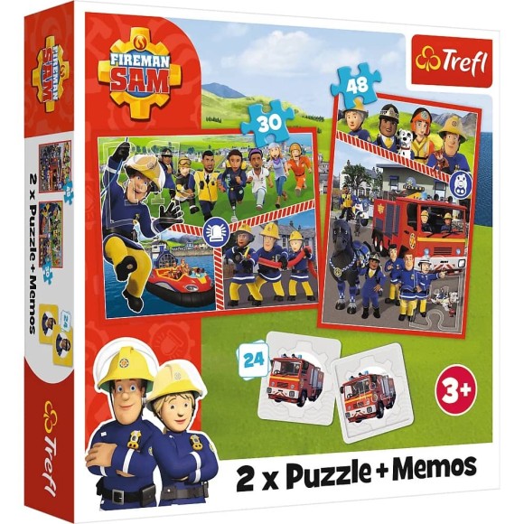 Puzzle 2w1 + gra memo Drużyna Strażaka Sama Trefl