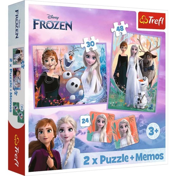 Puzzle 2w1 + gra memo Frozen Księżniczki w swojej krainie Trefl
