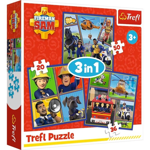 Puzzle dla dzieci 3w1 Dzień Strażaka Sama Trefl
