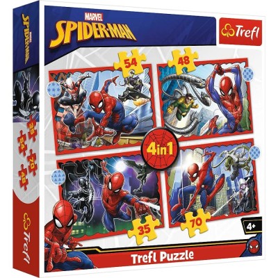Puzzle dla dzieci 4w1 Bohaterski Spiderman Trefl