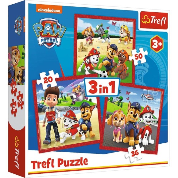 Puzzle 3w1 Wesołe pieski Psi Patrol Trefl