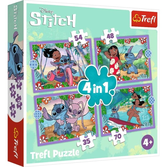 Puzzle 4w1 Szalony dzień Lilo & Stitch Trefl