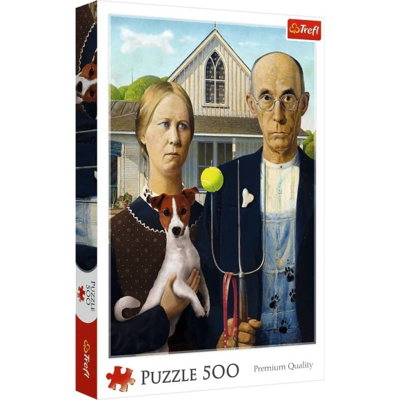 Puzzle 500 elementów American Gothic Psia edycja Trefl