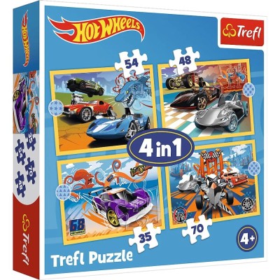 Puzzle 4w1 Pojazdy Hot Wheels Trefl