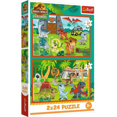 Puzzle Małe dinozaury Park Jurajski 2x24 elementy Trefl