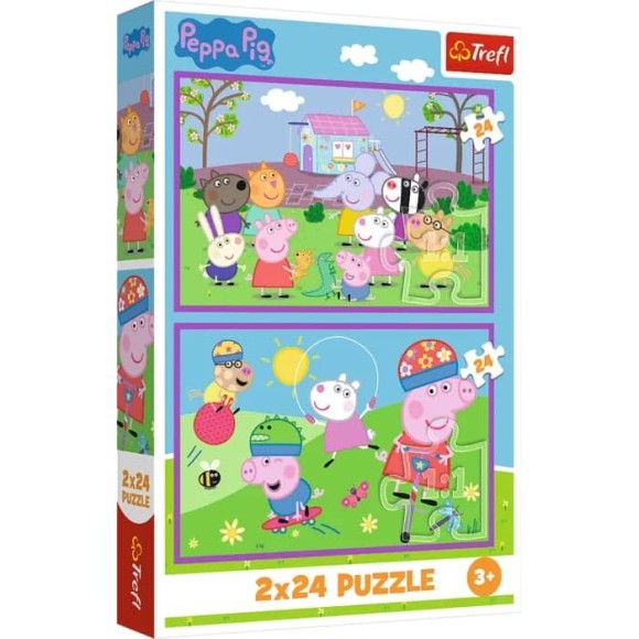 Puzzle Peppa na placu zabaw Świnka Peppa 2x24 elementy Trefl