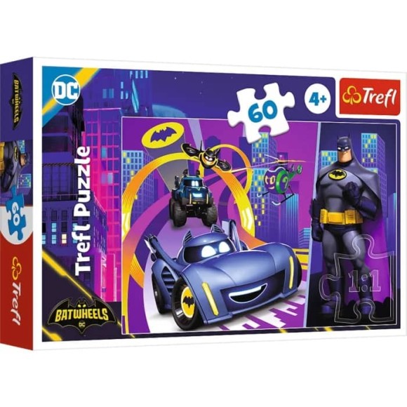 Puzzle 60 elementów Batman i jego pojazdy.jpg