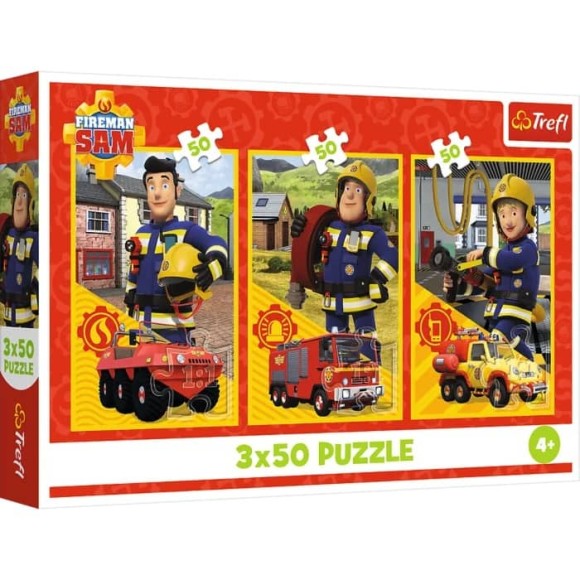 Puzzle Strażak Sam Ekipa z remizy 3x50 elementów Trefl