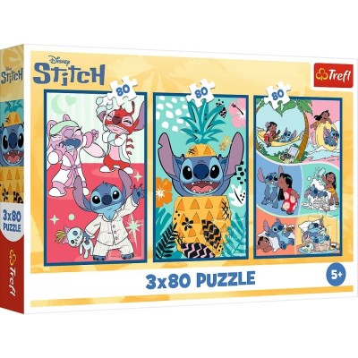 Puzzle Świat Stitcha 3x80 elementów Trefl