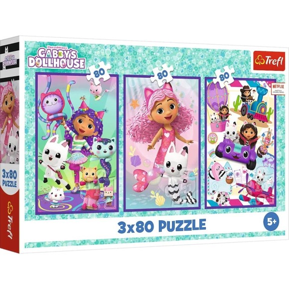 Puzzle Kolorowe dni Gabby 3x80 elementów Trefl