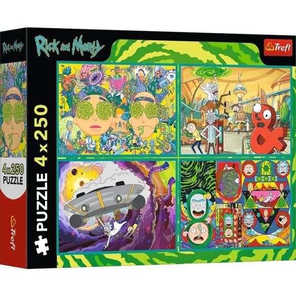 Puzzle Zakręcony świat Ricka i Morty'ego 4x250 elementów Trefl