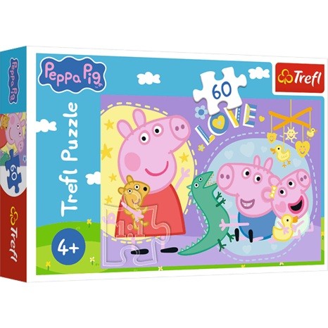 Puzzle Świnka Peppa Szczęśliwa świnka 60 elementów Trefl
