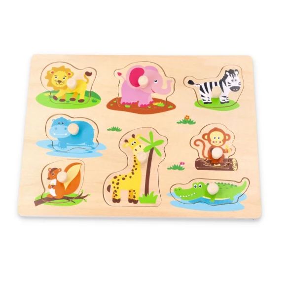 Układanka drewniana z uchwytami Zwierzęta dzikie Lelin