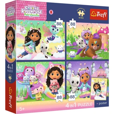Puzzle Koci domek Gabi Kocie harce 4x88 elementów Trefl