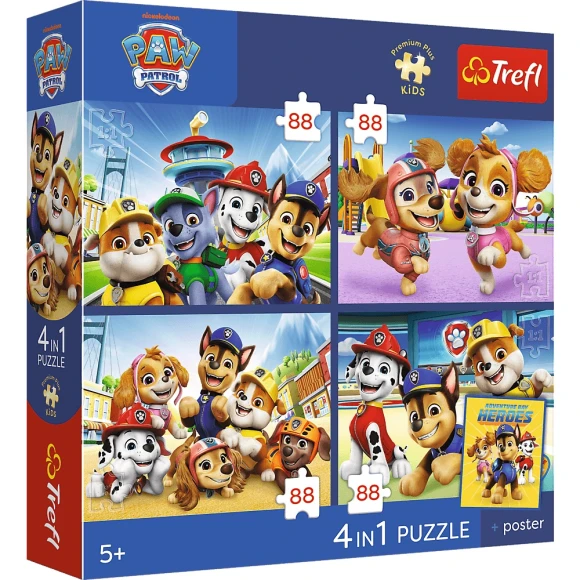 Puzzle Psi Patrol Psia straż 4x88 elementów Trefl