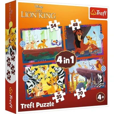 Puzzle 4w1 Odważny król lew Trefl