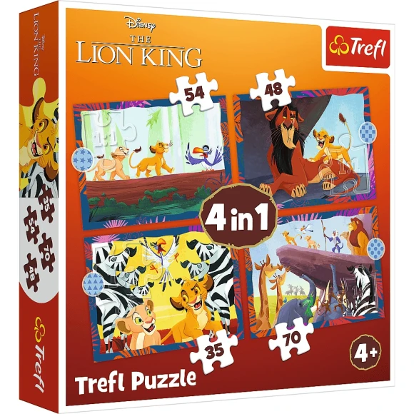 Puzzle 4w1 Odważny król lew Trefl