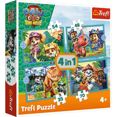Puzzle 4w1 Historie z wyspy dinozaurów Psi Patrol Trefl