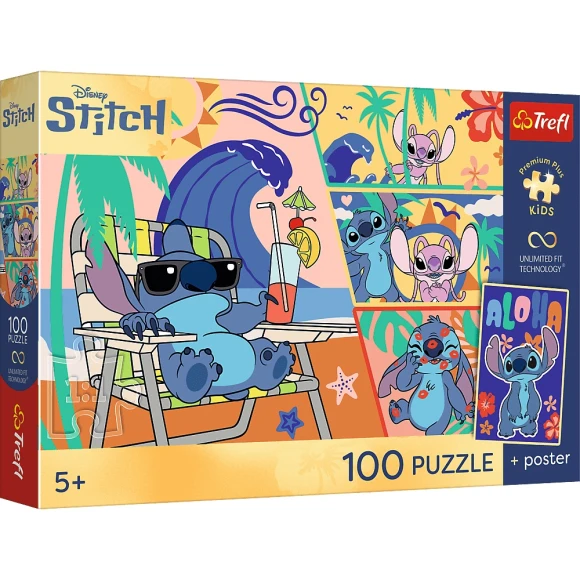 Puzzle Premium Plus Plażowe dni Lilo & Stitch 100 elementów Trefl 5+