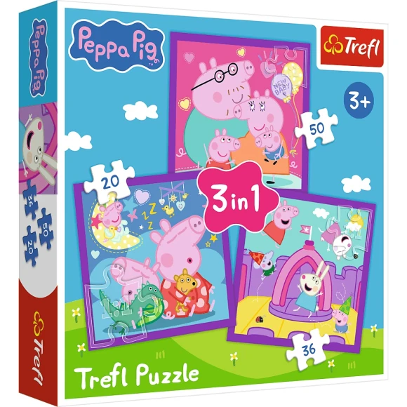 Puzzle 3w1 Zwyczaje Świnki Peppy Trefl