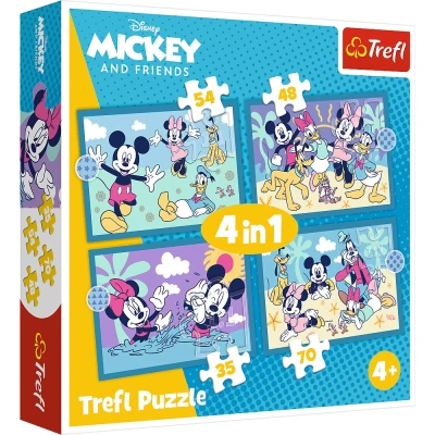 Puzzle 4w1 Zabawne zdarzenia Myszki Miki Trefl
