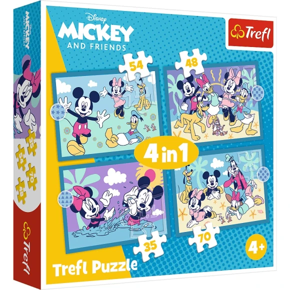 Puzzle 4w1 Zabawne zdarzenia Myszki Miki Trefl