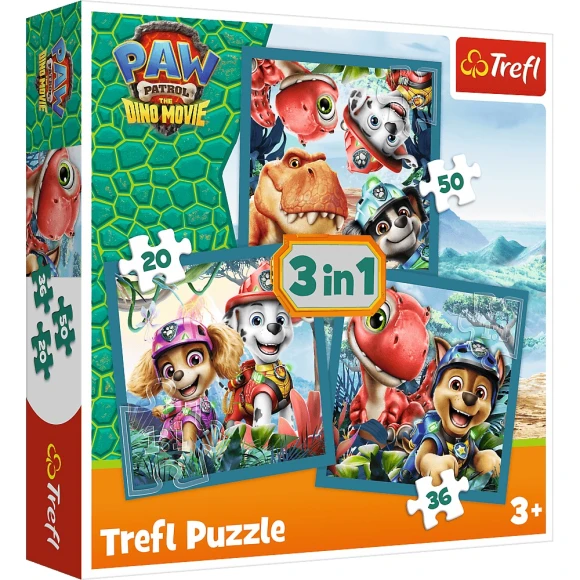 Puzzle 3w1  Psi Patrol Wyspa dinozaurów Trefl