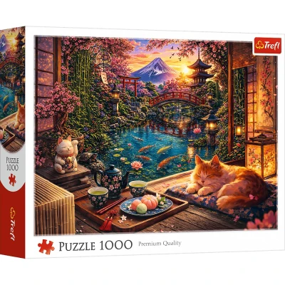 Puzzle 1000 elementów Kot w ogrodzie Sakury Trefl