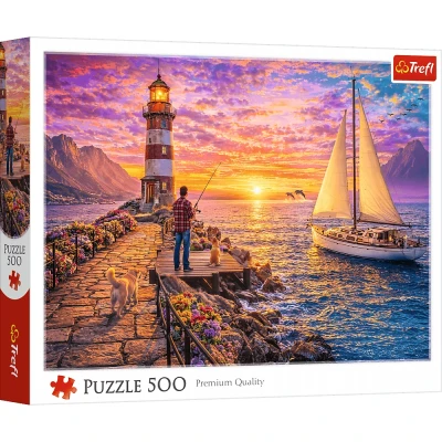 Puzzle 500 elementów Latarnia o zachodzie słońca Trefl