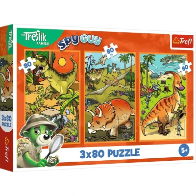 Puzzle Trefliki w świecie dinozaurów 3x80 elementów Trefl