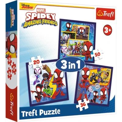 Puzzle 3w1  Marvel Spidey Pająki i dinozaury Trefl