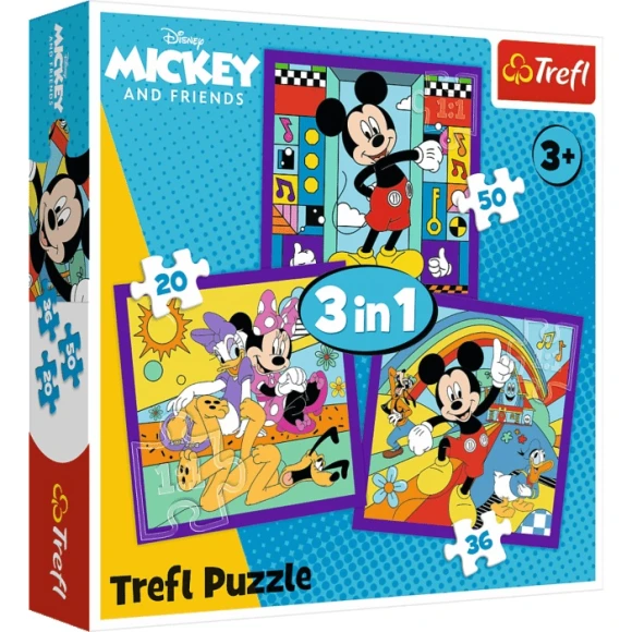 Puzzle 3w1  Mickey Mouse Miki i jego wesoła ekipa Trefl