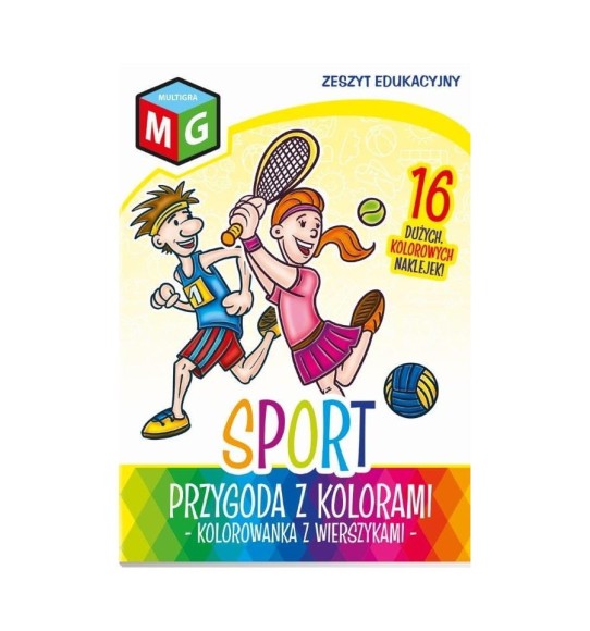 Zeszyt edukacyjny z naklejkami Przygoda z kolorami Sport Multigra
