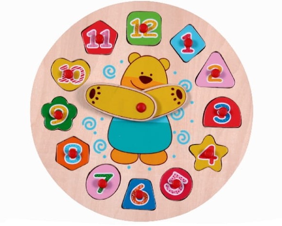 Drewniany zegar układanka dla dzieci