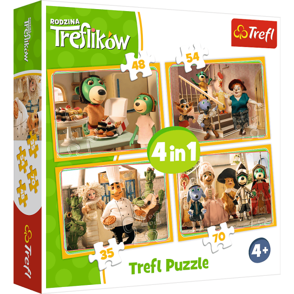Puzzle 4w1 Przygotowania do balu Rodzina Treflików Trefl