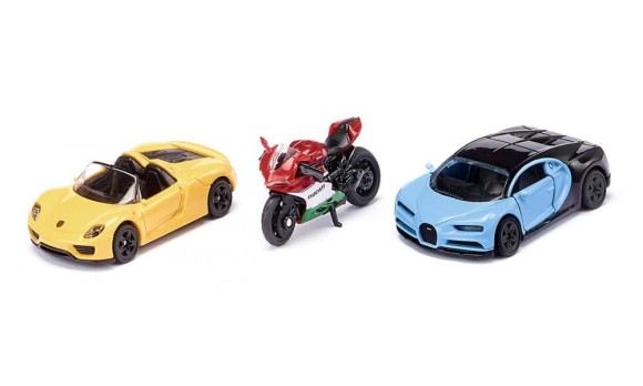 Zestaw samochodów sportowych + motocykl 6313 Siku